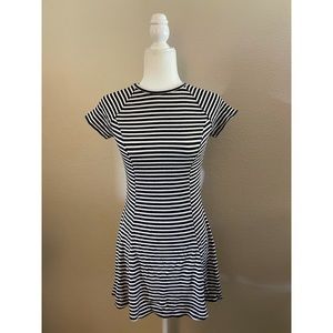 BDG Urban Outfitters Short Sleeve Crew Neck Black and White Striped Skater Dress